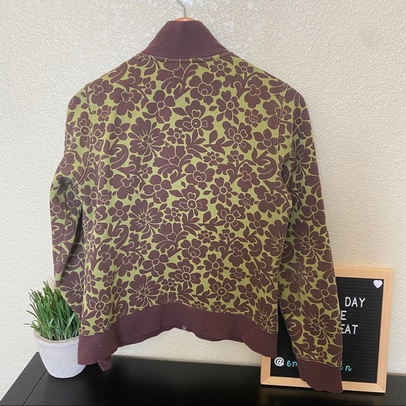 Boden Full zip jacket green brown flower print - Picture 2 of 5